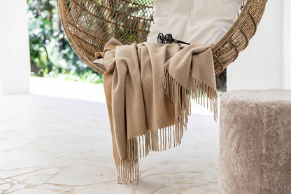 Flatweave Camel Hair Throw
